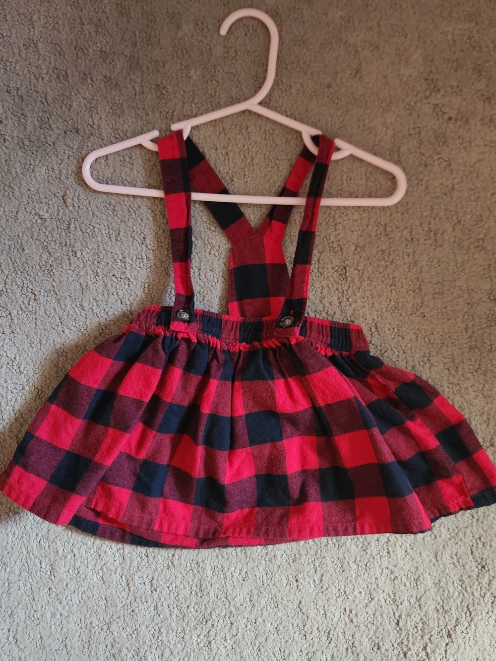 Carter's Red and Black Plaid Suspender Skirt